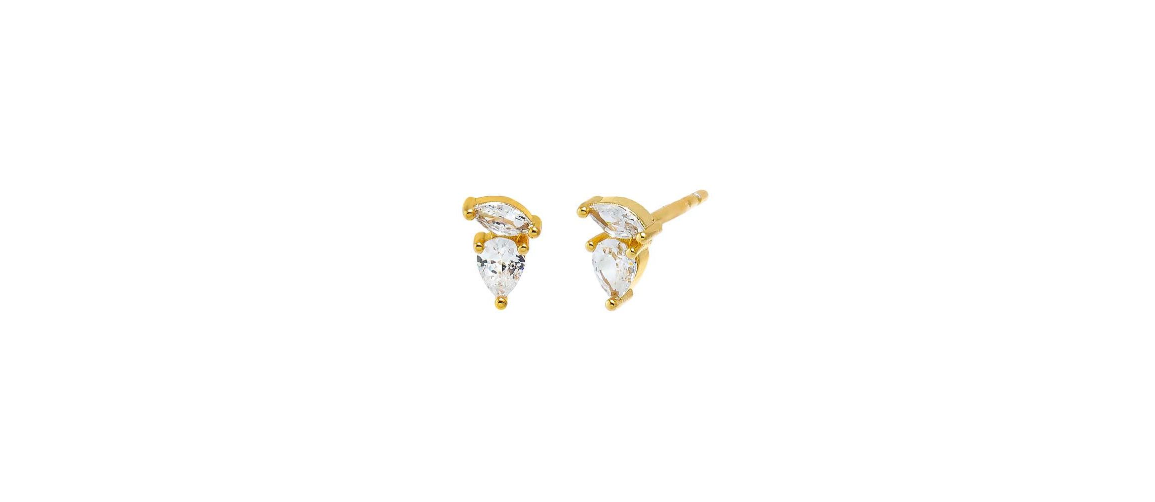 CZ Marquise X Pear Stud Earring