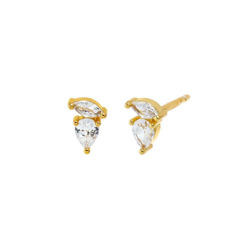 CZ Marquise X Pear Stud Earring