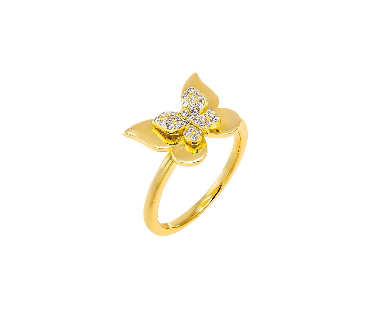 Pave Butterfly Accented Ring