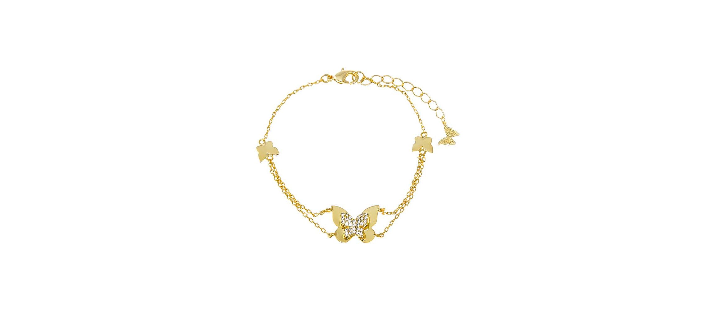 CZ Multi Butterfly Double Chain Bracelet
