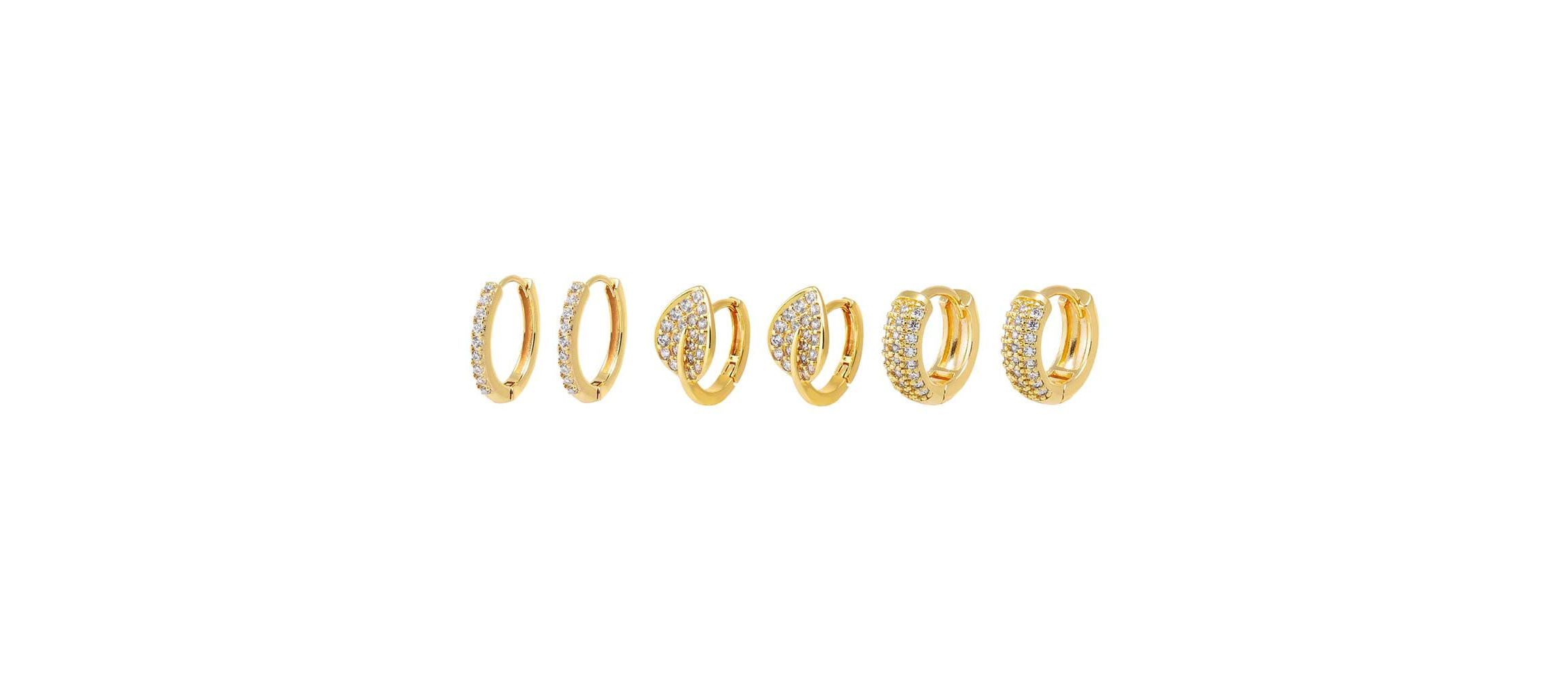 Pave Leaf Huggie Earring Combo Set