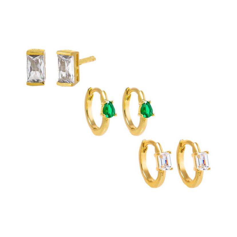 A Touch Of Color Baguette Earring Combo Set