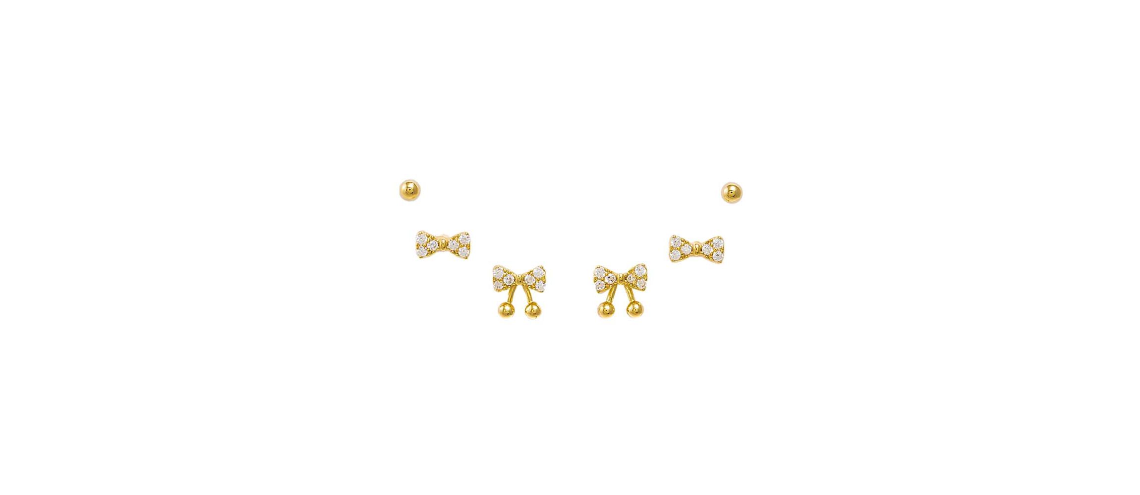 Dainty Bow Ties Stud Earring Combo Set
