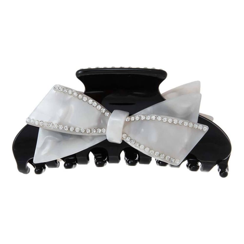 White & Black Bow Medium Claw Clip