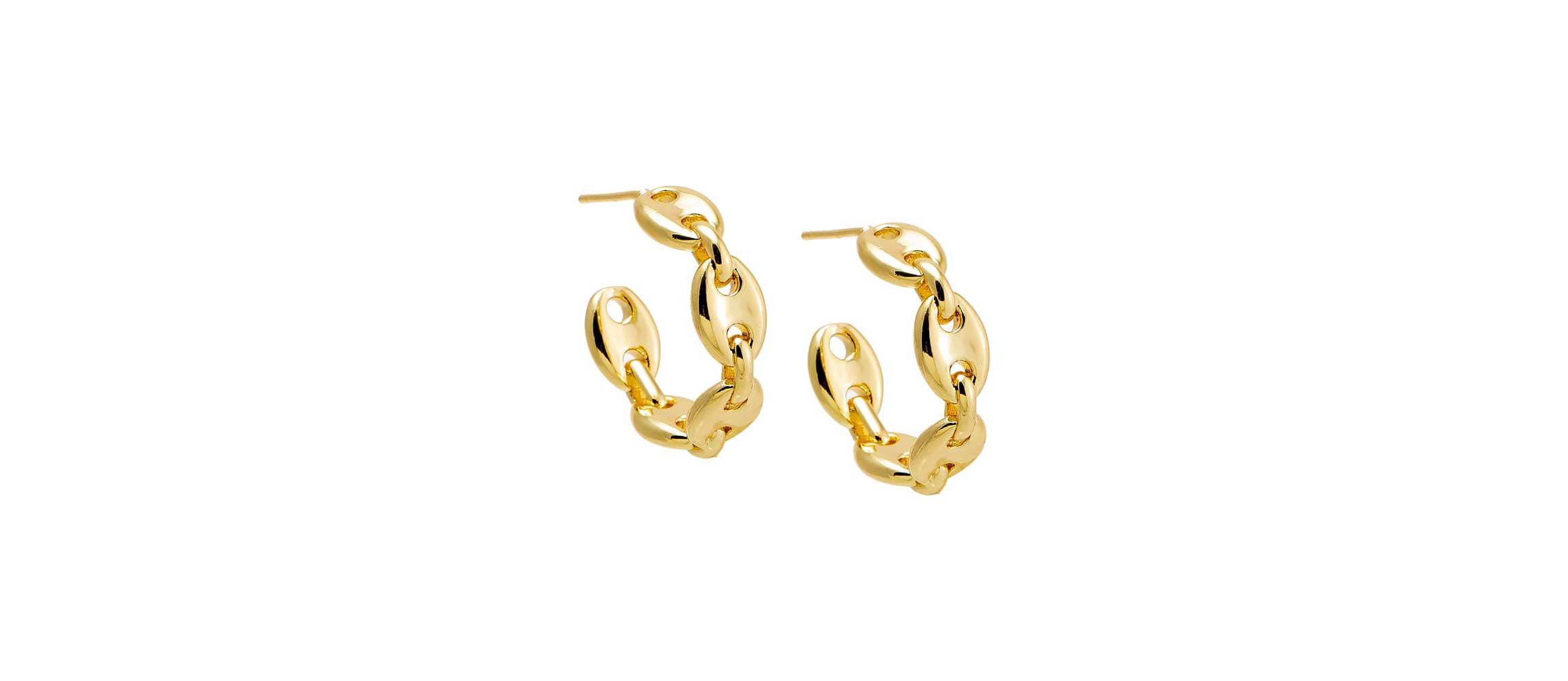 Solid Mariner Chain Open Hoop Earring