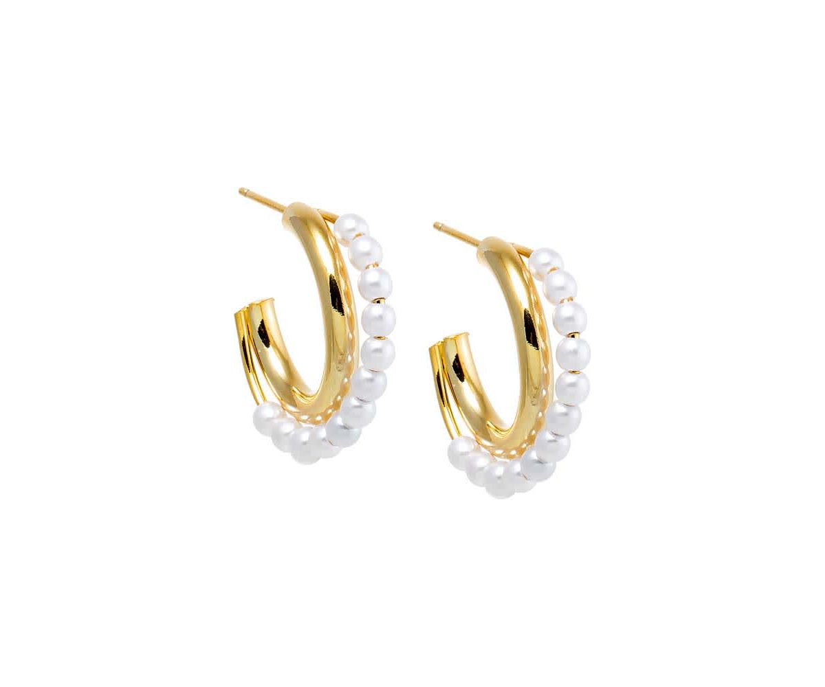 Pearl Intertwined Double Hoop Earring