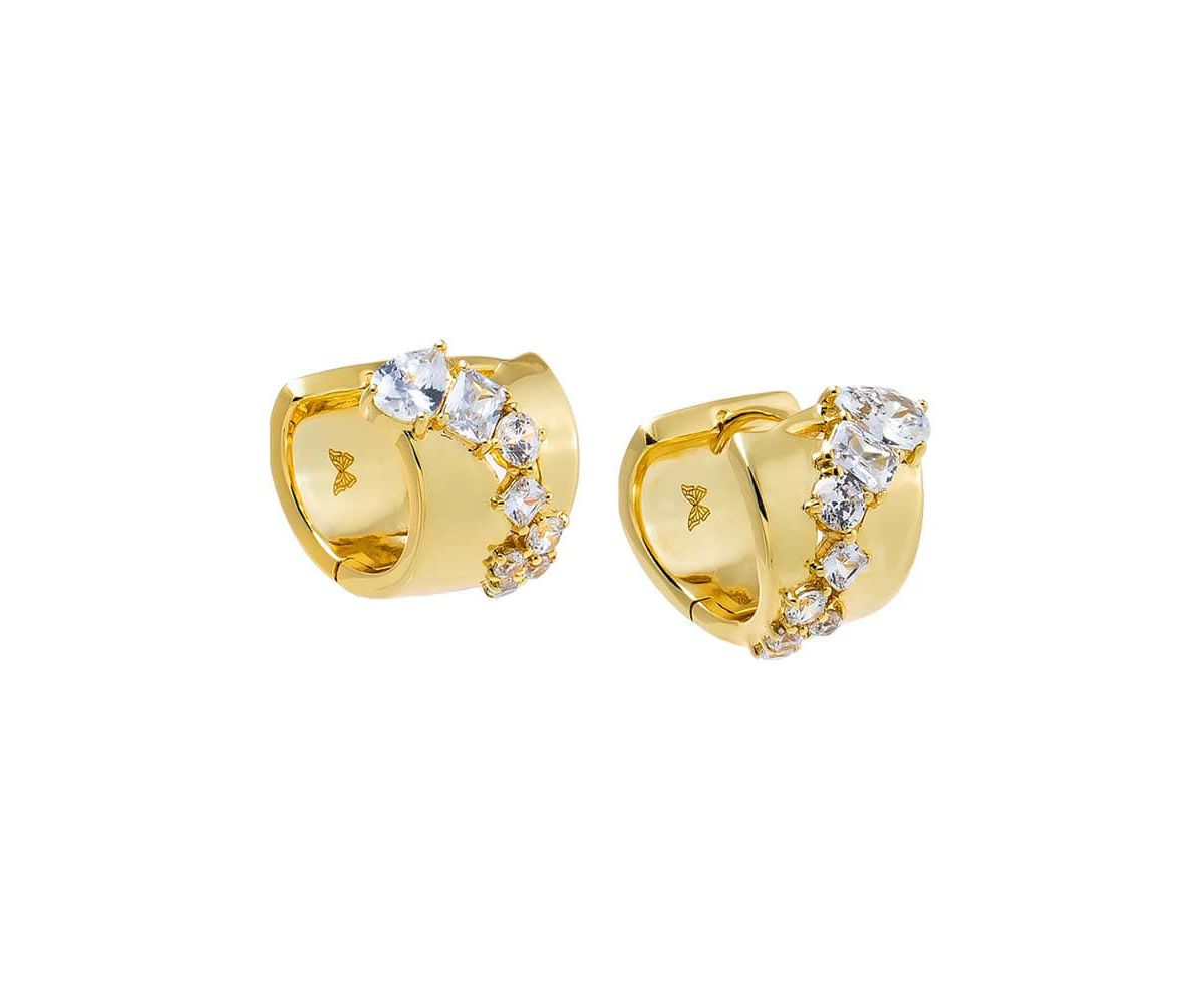 CZ Cluster Super Wide Huggie Earring