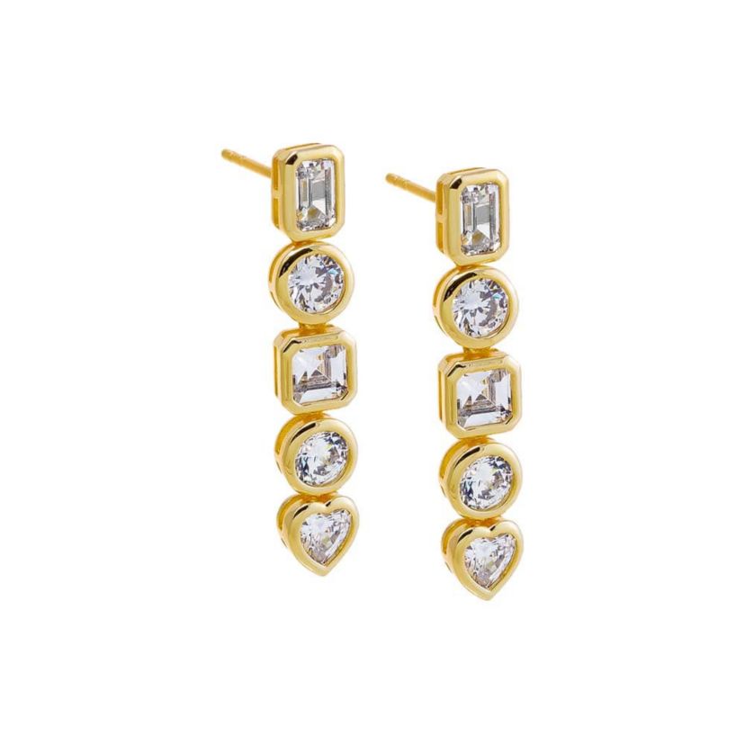 CZ Multi Shape Bezel Drop Stud Earring