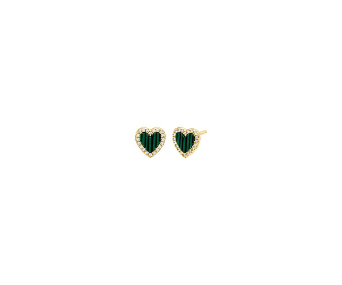 Colored Stone Pavé Heart Stud Earring