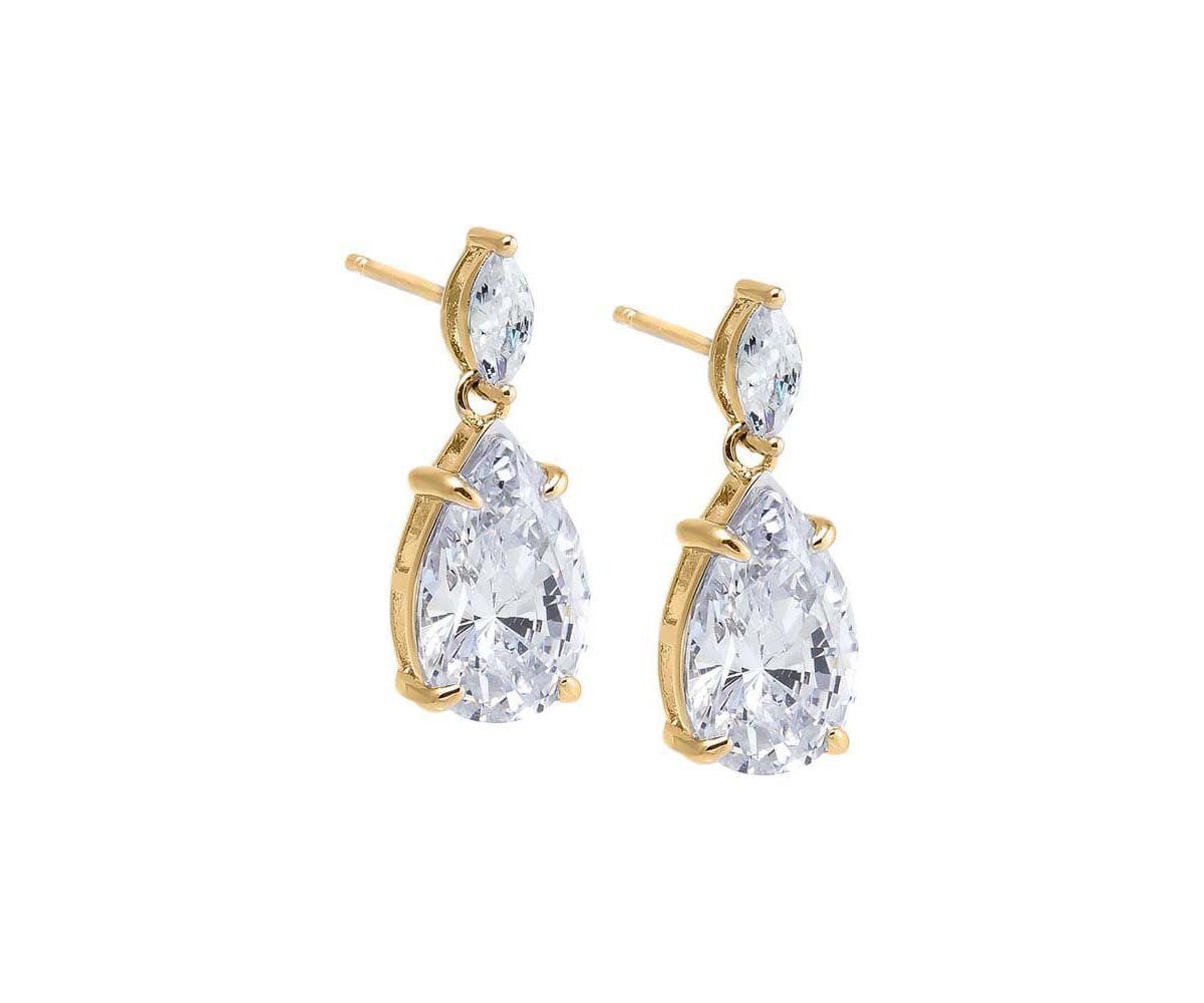 Fancy CZ Marquise X Pear Dangle Stud Earring