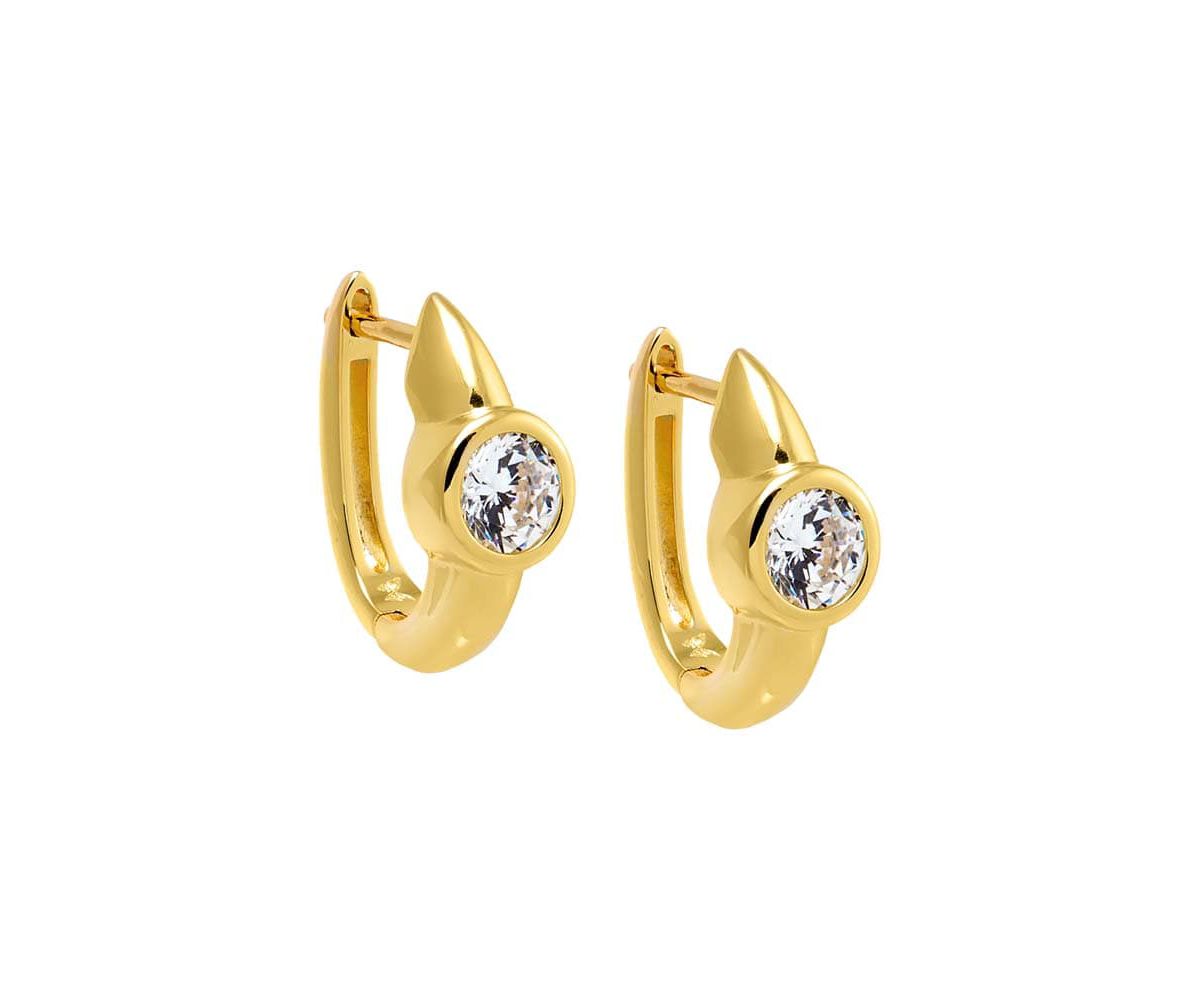 CZ Ascher Bezel Huggie Earring