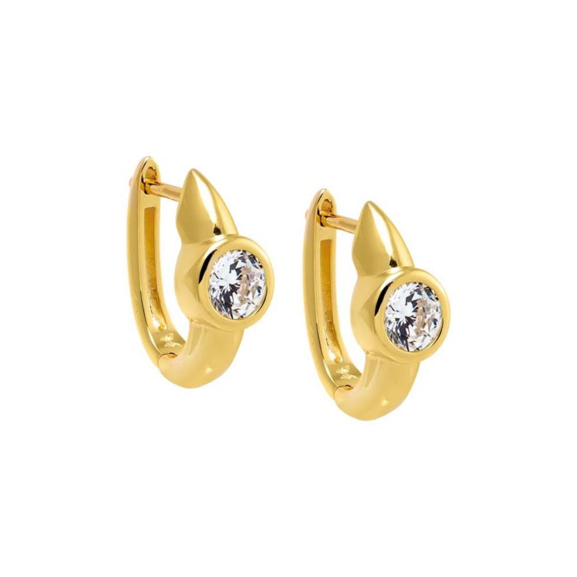 CZ Ascher Bezel Huggie Earring