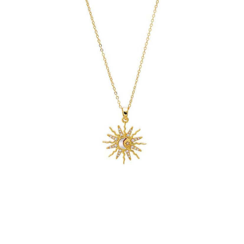 Pave Celestial Sun Pendant Necklace