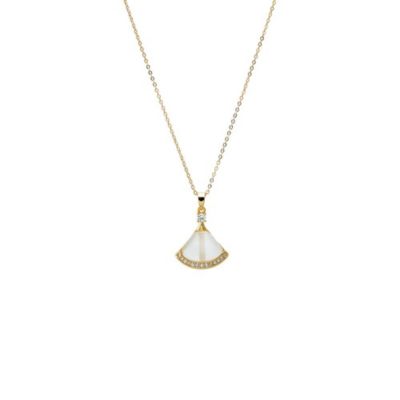 By Adina Eden Pave & Mother Of Pearl Fan Shell Pendant Necklace