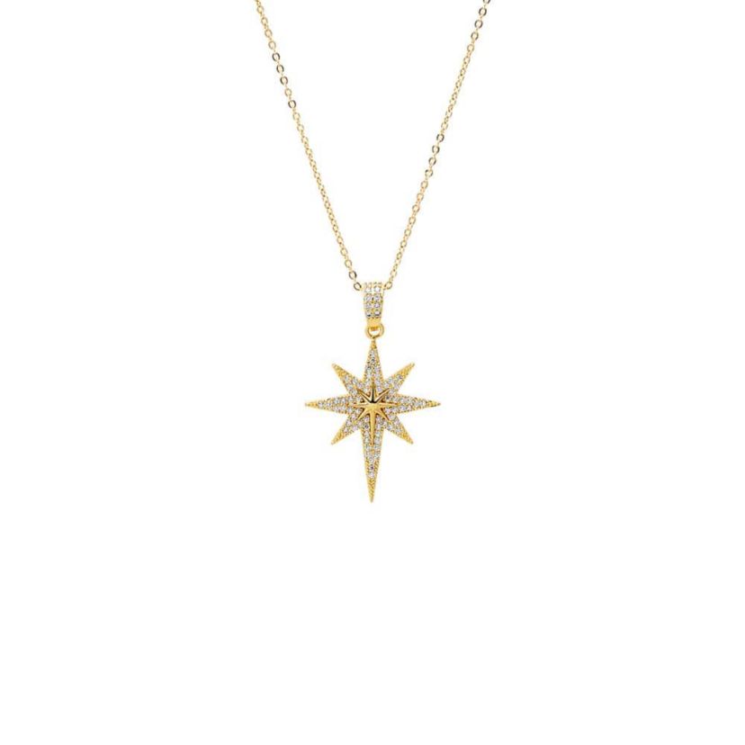 Pave Elongated Starburst Pendant Necklace