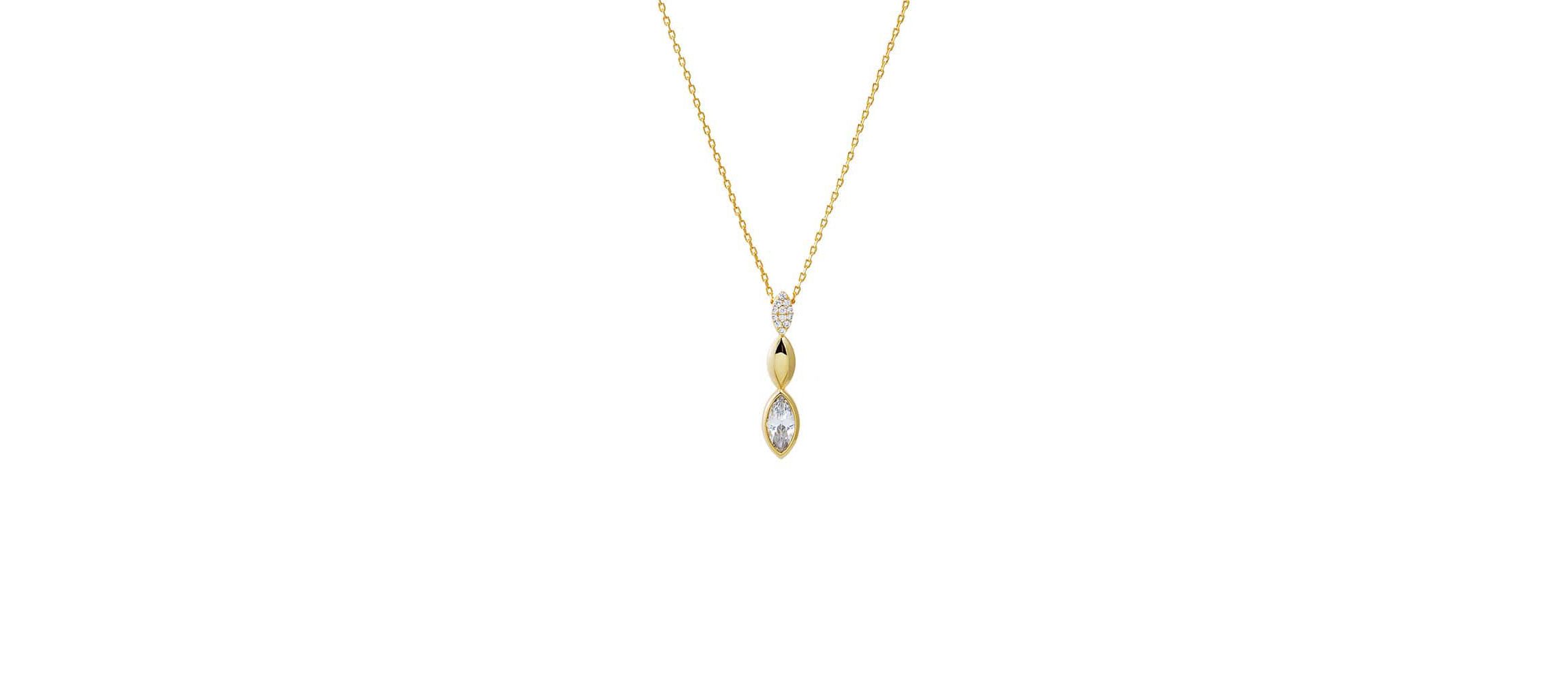 CZ Pave Marquise Stone Drop Necklace