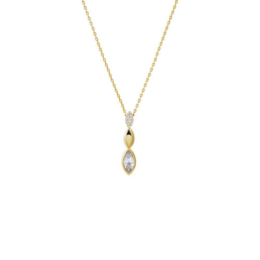 CZ Pave Marquise Stone Drop Necklace