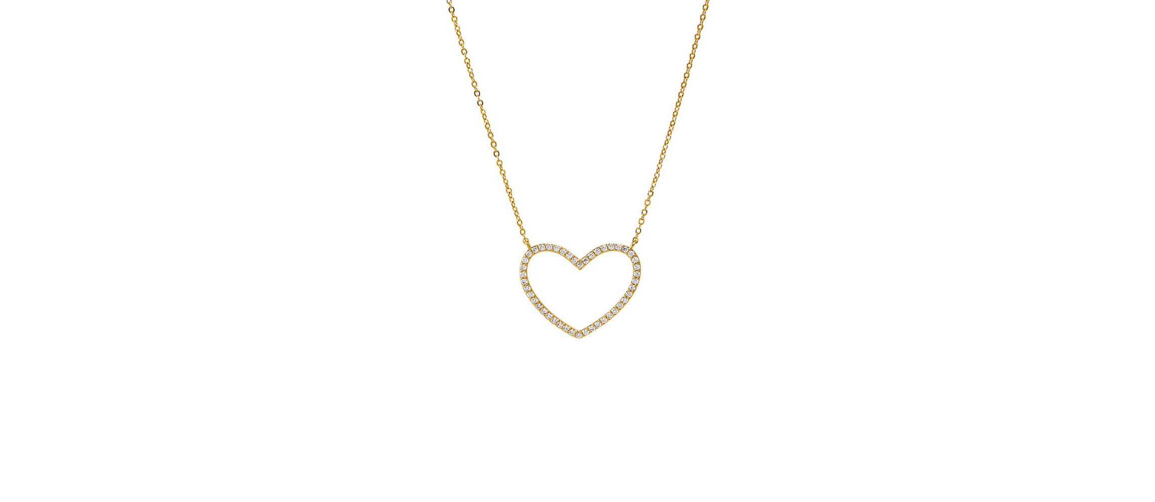 Pave Open Heart Pendant Necklace