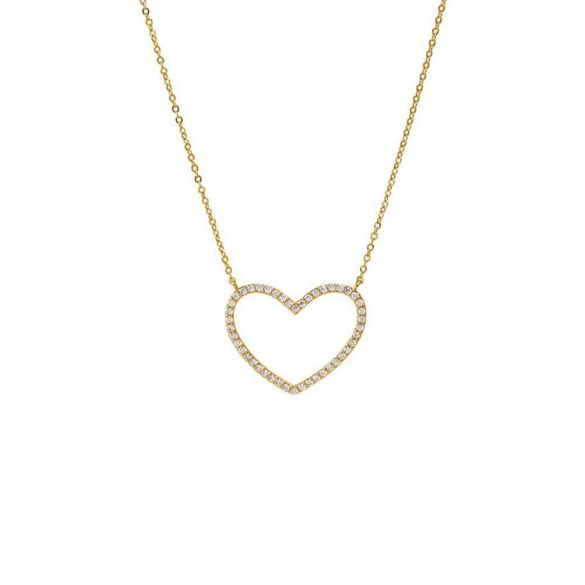Pave Open Heart Pendant Necklace
