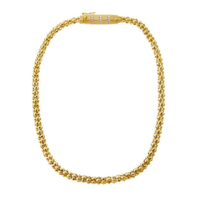 Beaded Cluster Rounded Clasp Pendant Necklace