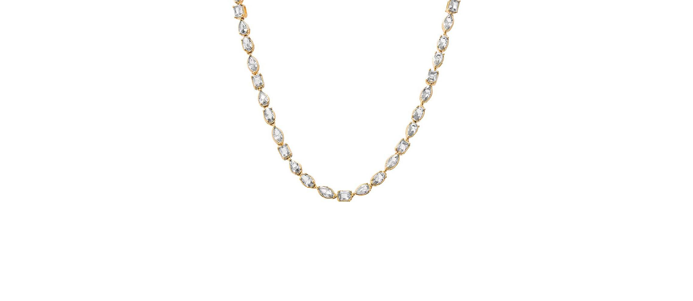 Colored Multi Shape Bezel Tennis Necklace