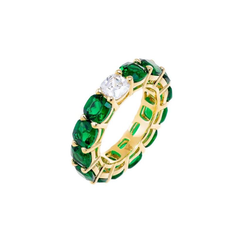 Colored Cushion Cut W/ Single Stone Eternity Band