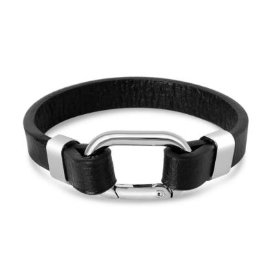 Bruno Magli Mens Structured Leather Bracelet