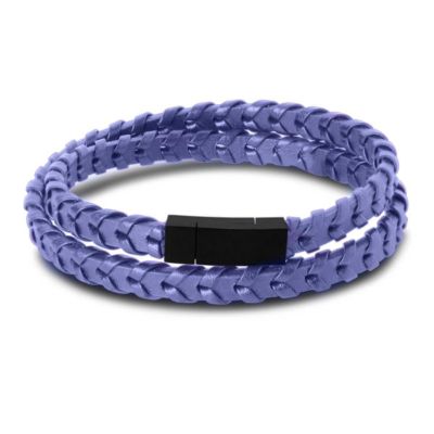 Bruno Magli Mens Fishtail Leather Wrap Bracelet, Blue