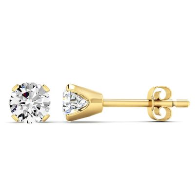 Lab Created Jaclyn Smith 1 Carat Round Moissanite Stud Earrings in Yellow Gold