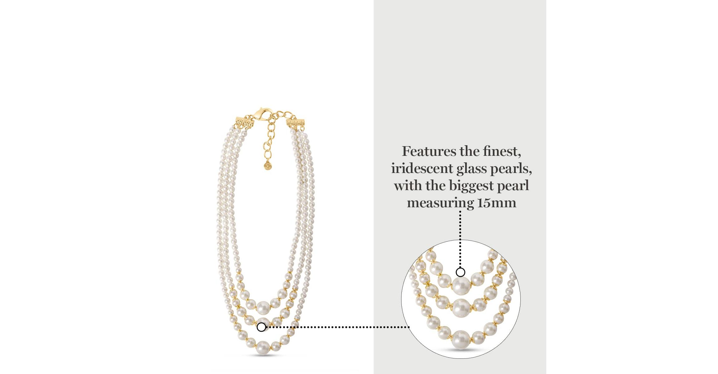 Three Strand Pearl Necklace In Gold