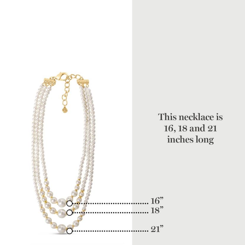 Three Strand Pearl Necklace In Gold