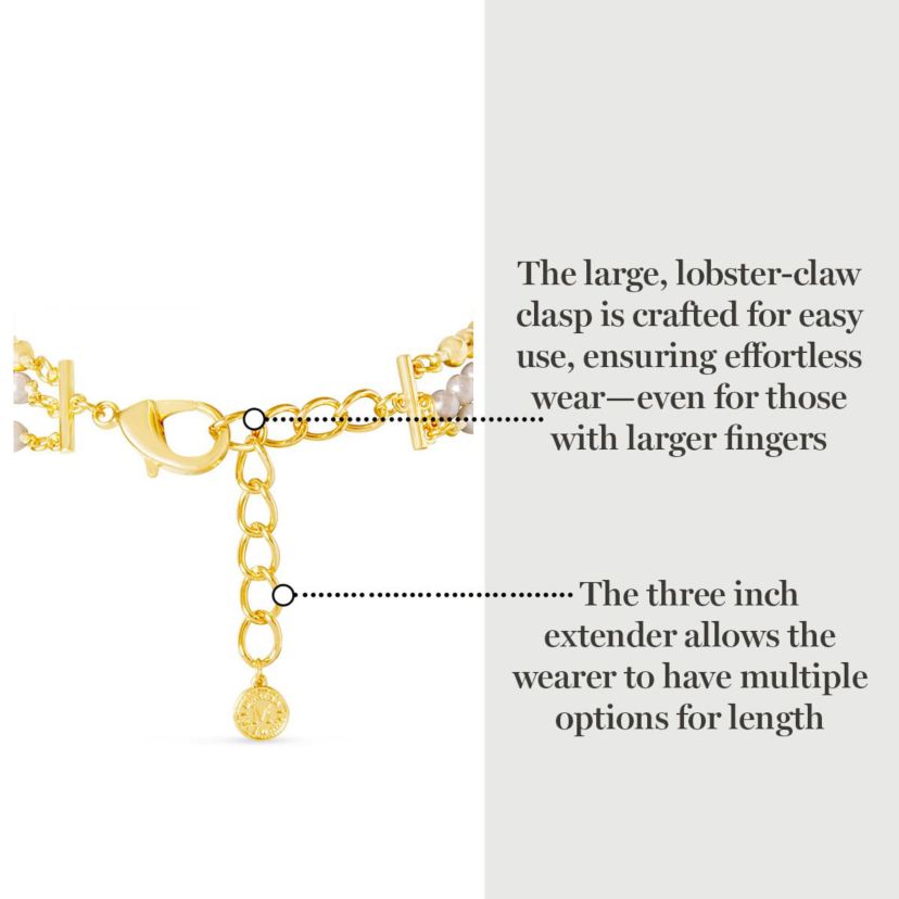 Three Strand Pearl Necklace In Gold