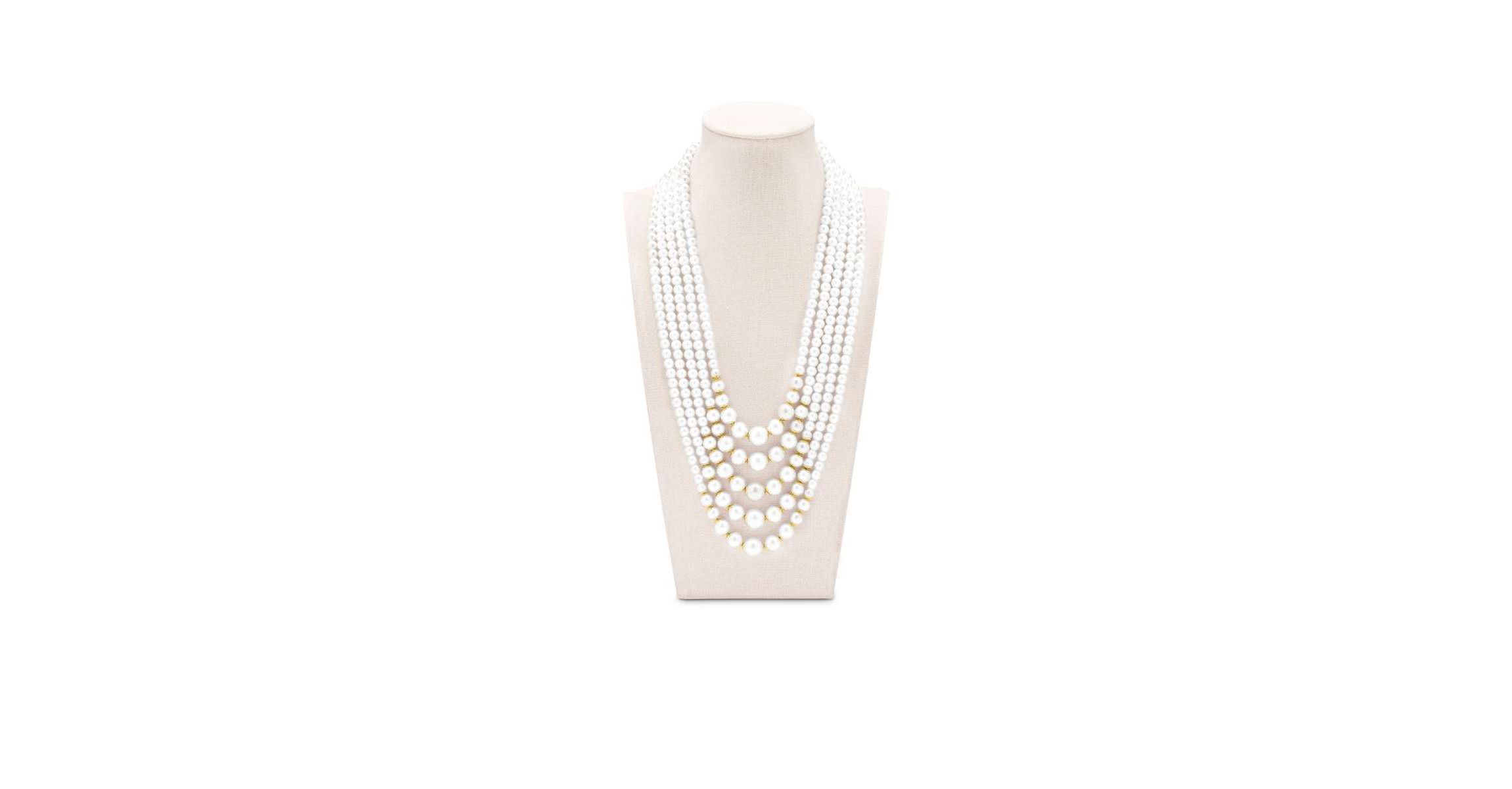 Five Strand Pearl Necklace In Gold