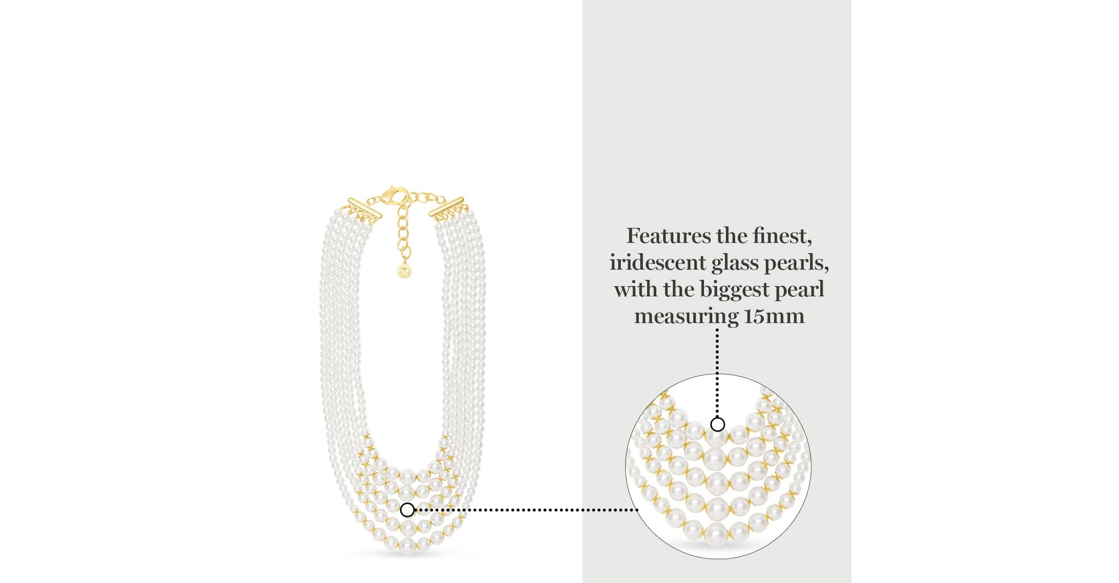 Five Strand Pearl Necklace In Gold
