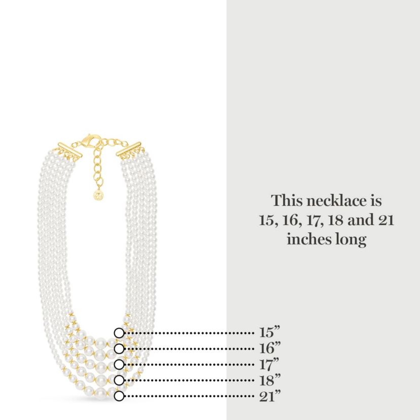 Five Strand Pearl Necklace In Gold