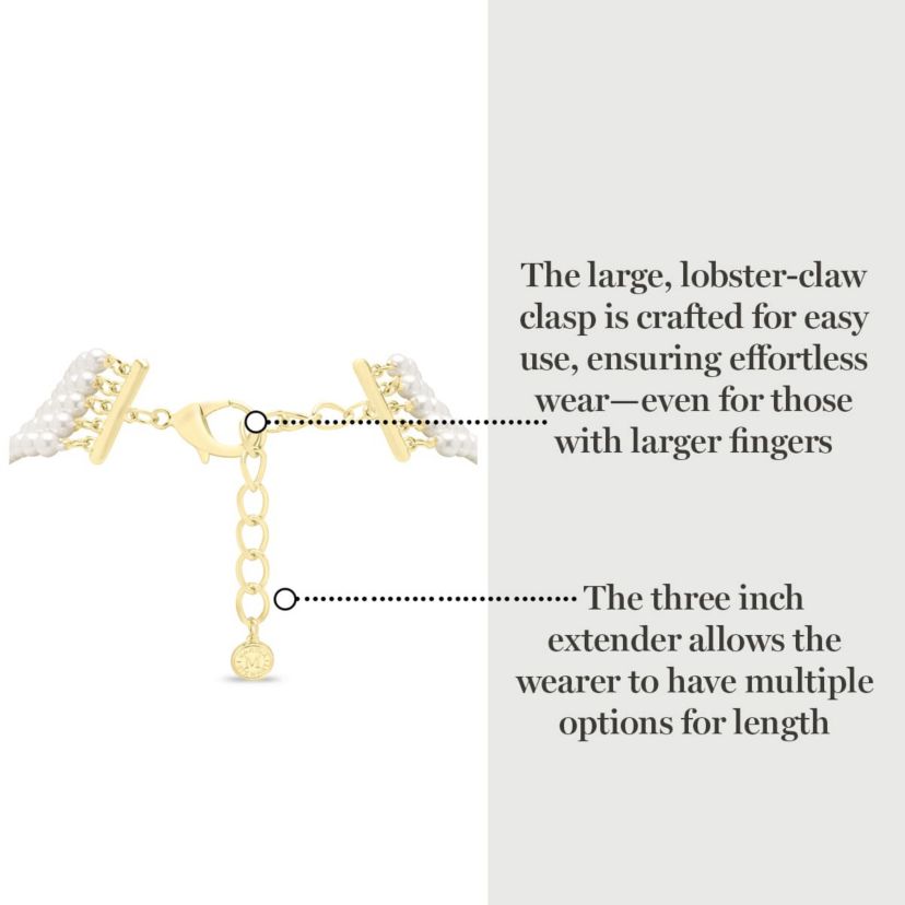 Five Strand Pearl Necklace In Gold