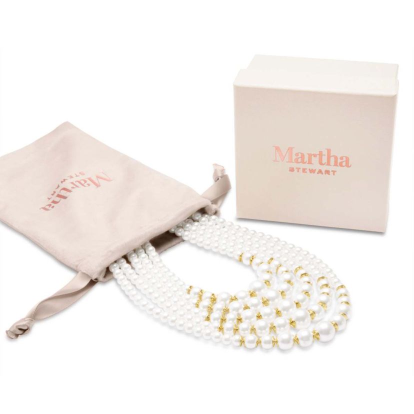 Five Strand Pearl Necklace In Gold