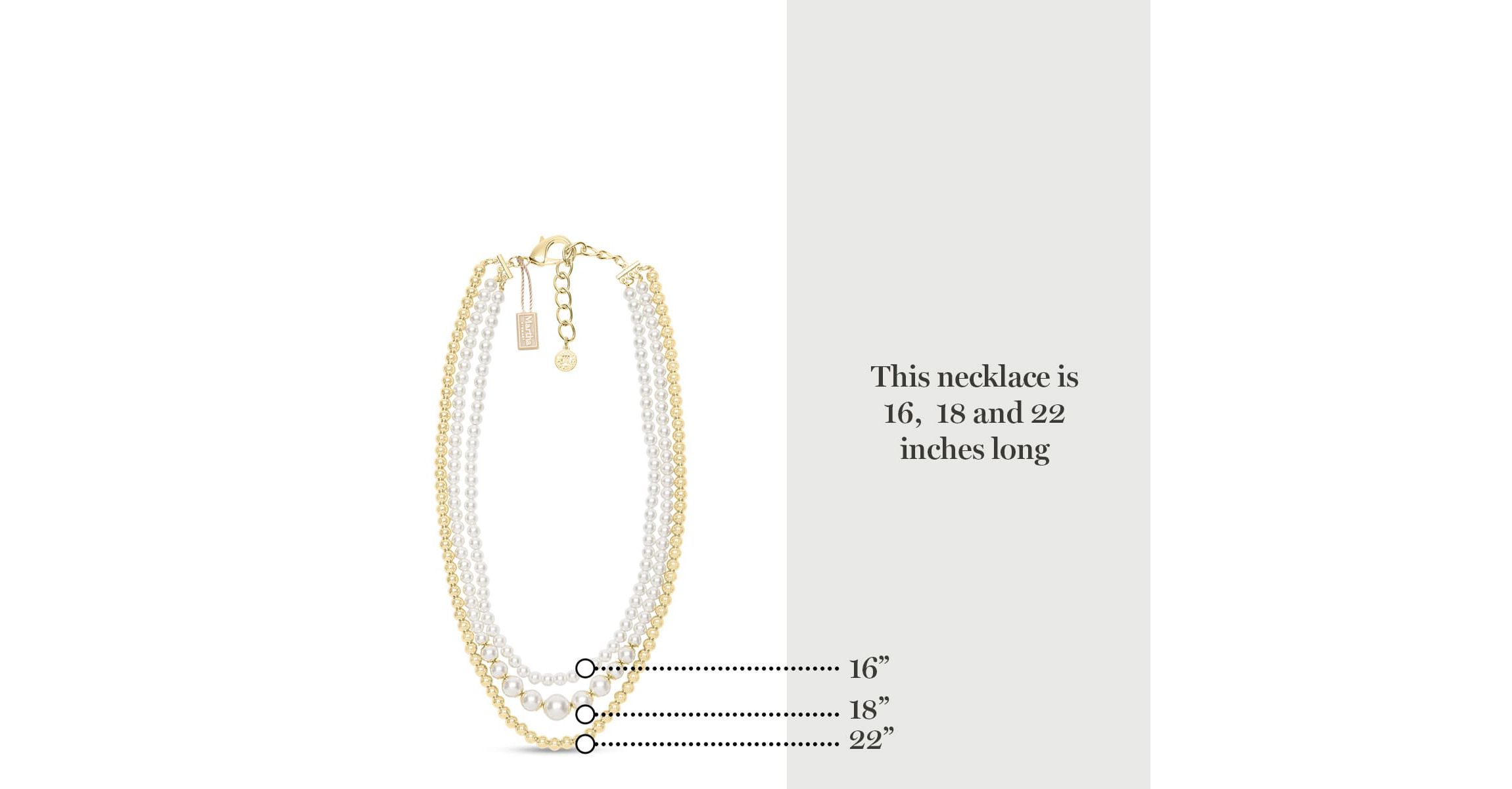 Three Strand Pearl and Ball Necklace In Gold