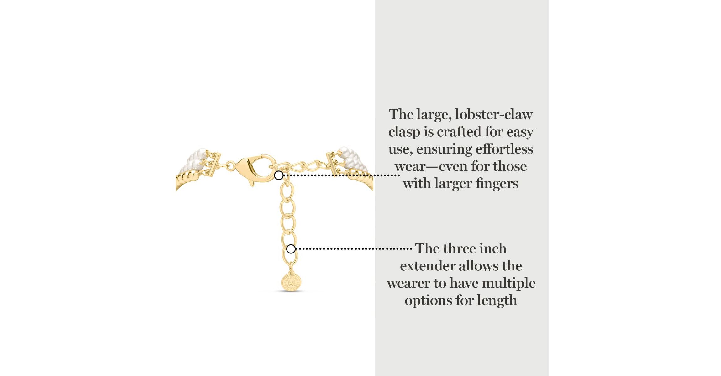 Three Strand Pearl and Ball Necklace In Gold
