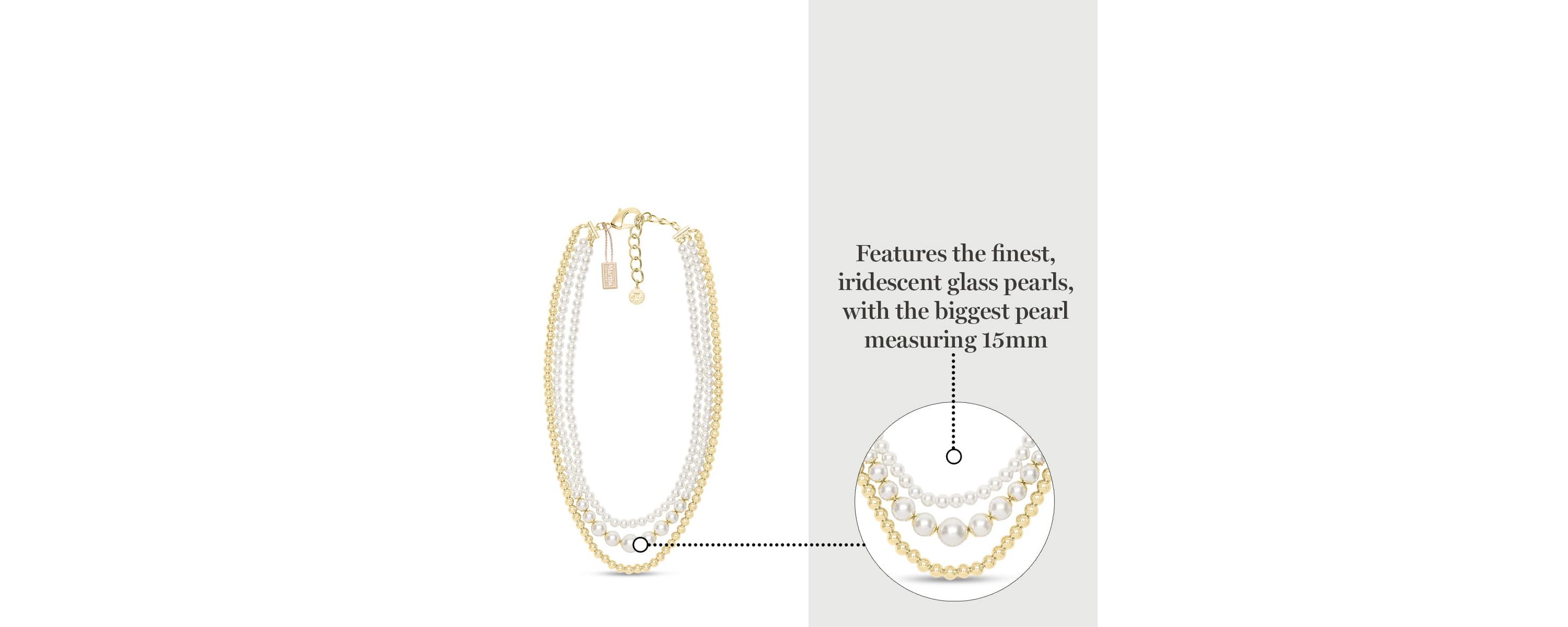 Traditional Three Strand Pearl Necklace In Gold