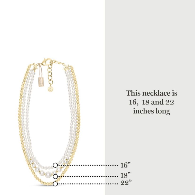Traditional Three Strand Pearl Necklace In Gold