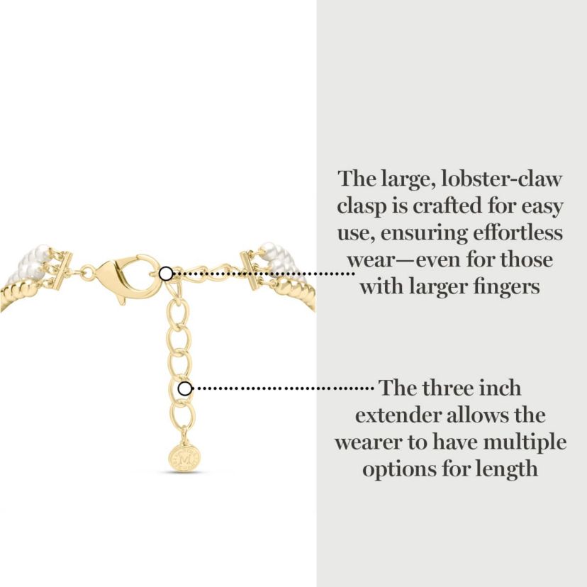 Traditional Three Strand Pearl Necklace In Gold
