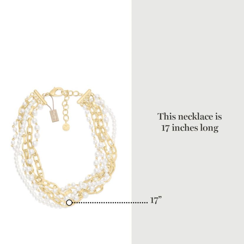 Five Strand Pearl and Chain Twisted Necklace In Gold