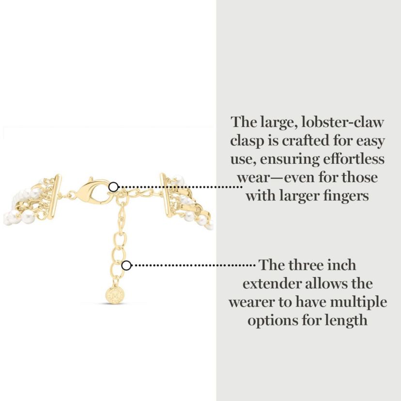 Five Strand Pearl and Chain Twisted Necklace In Gold