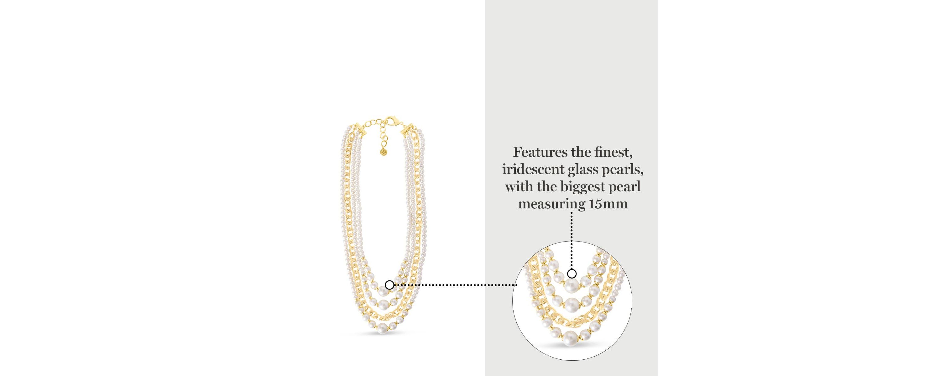 Four Strand Pearl and Chain Necklace In Gold