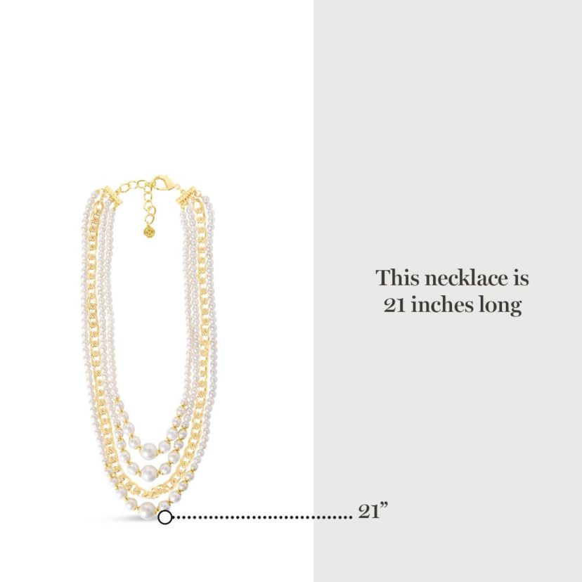 Four Strand Pearl and Chain Necklace In Gold