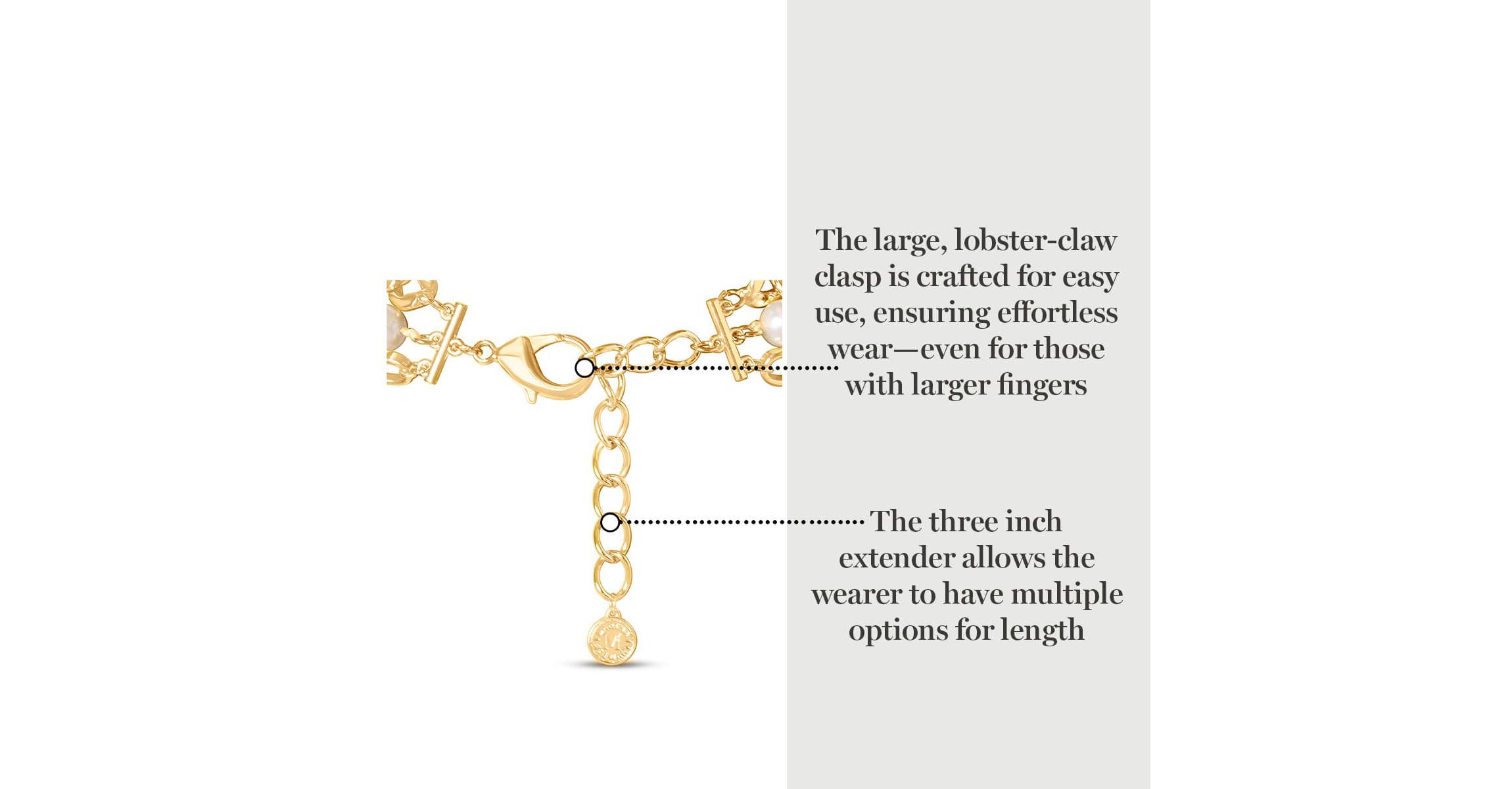 Three Strand Pearl and Chain Necklace In Gold