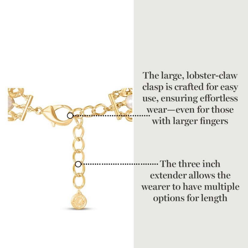 Three Strand Pearl and Chain Necklace In Gold