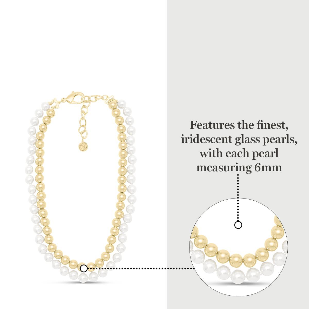 Pearl and Gold Ball Necklace In Gold