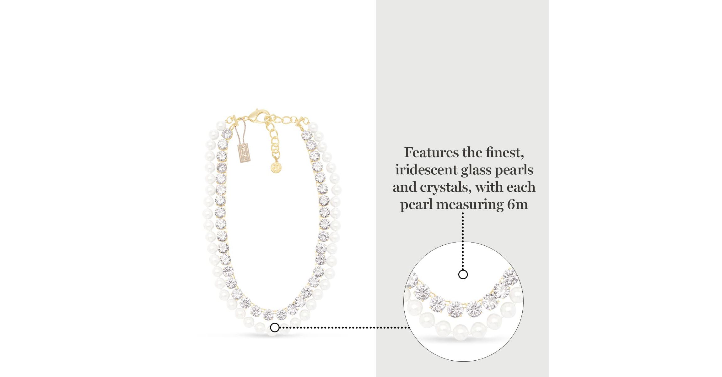 Pearl and Crystal Necklace In Gold, 18 Inches For Women